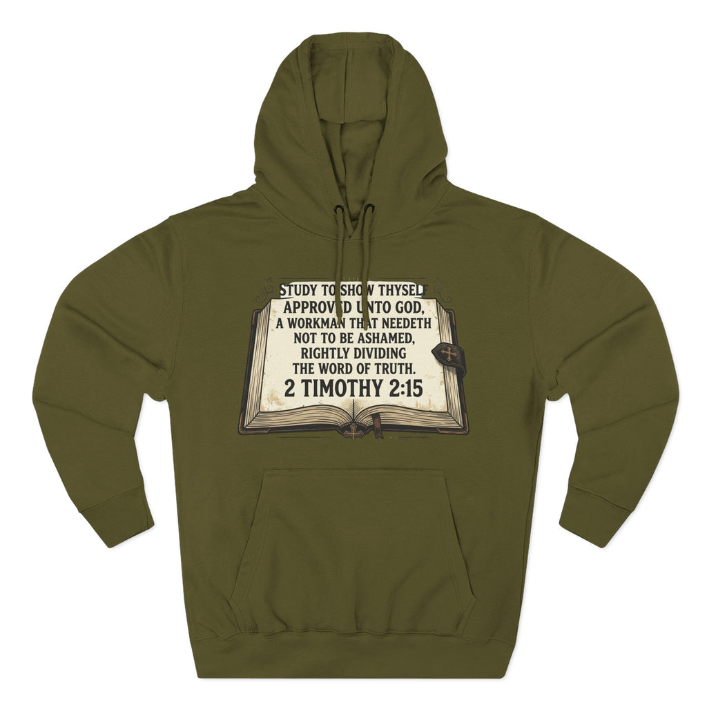 Bible Verse Hoodie — 2 Timothy 2:15 Open Book Design (Basic Instructions Before Leaving Earth)