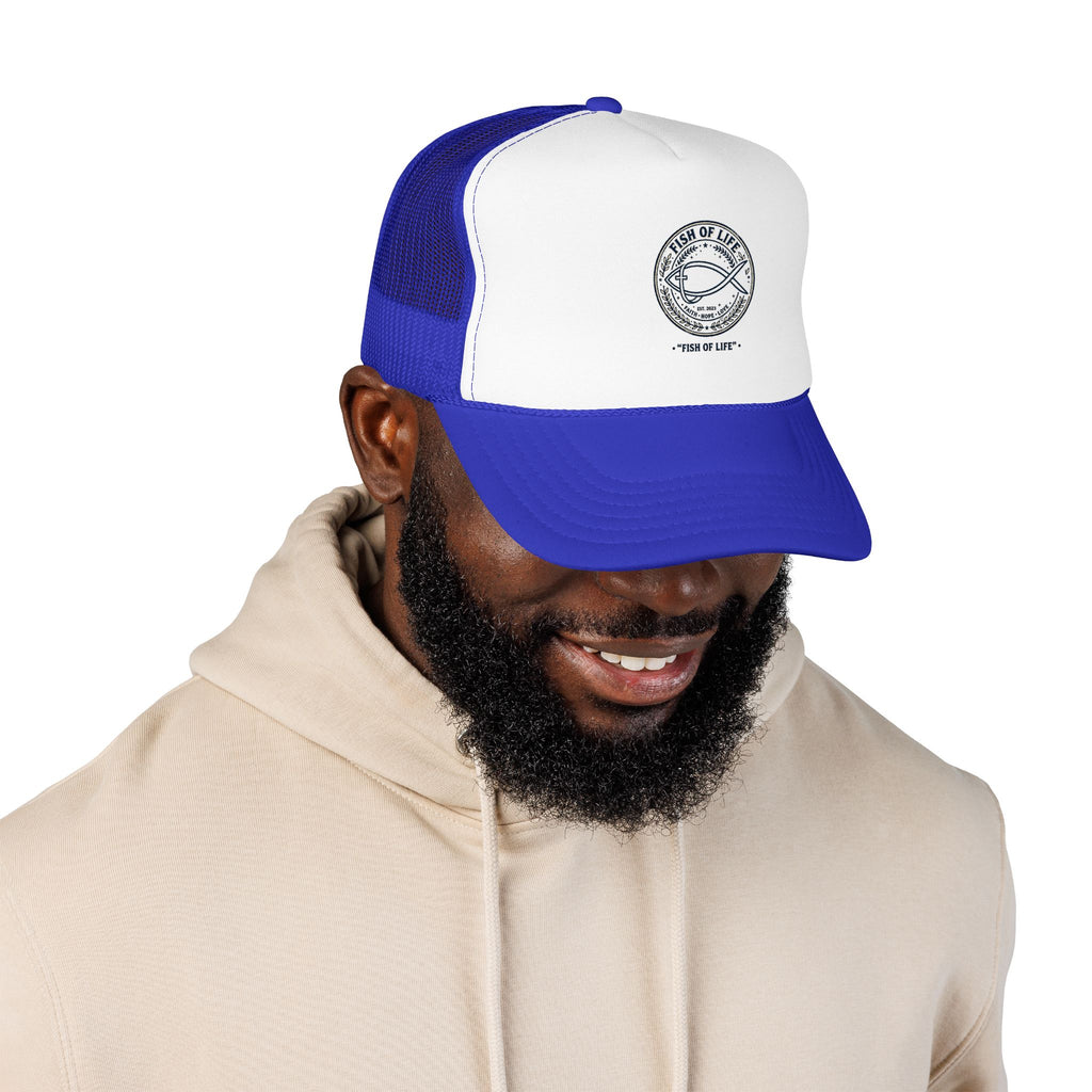 Fish of Life Trucker Hat – Vintage Ichthys Logo Foam Cap