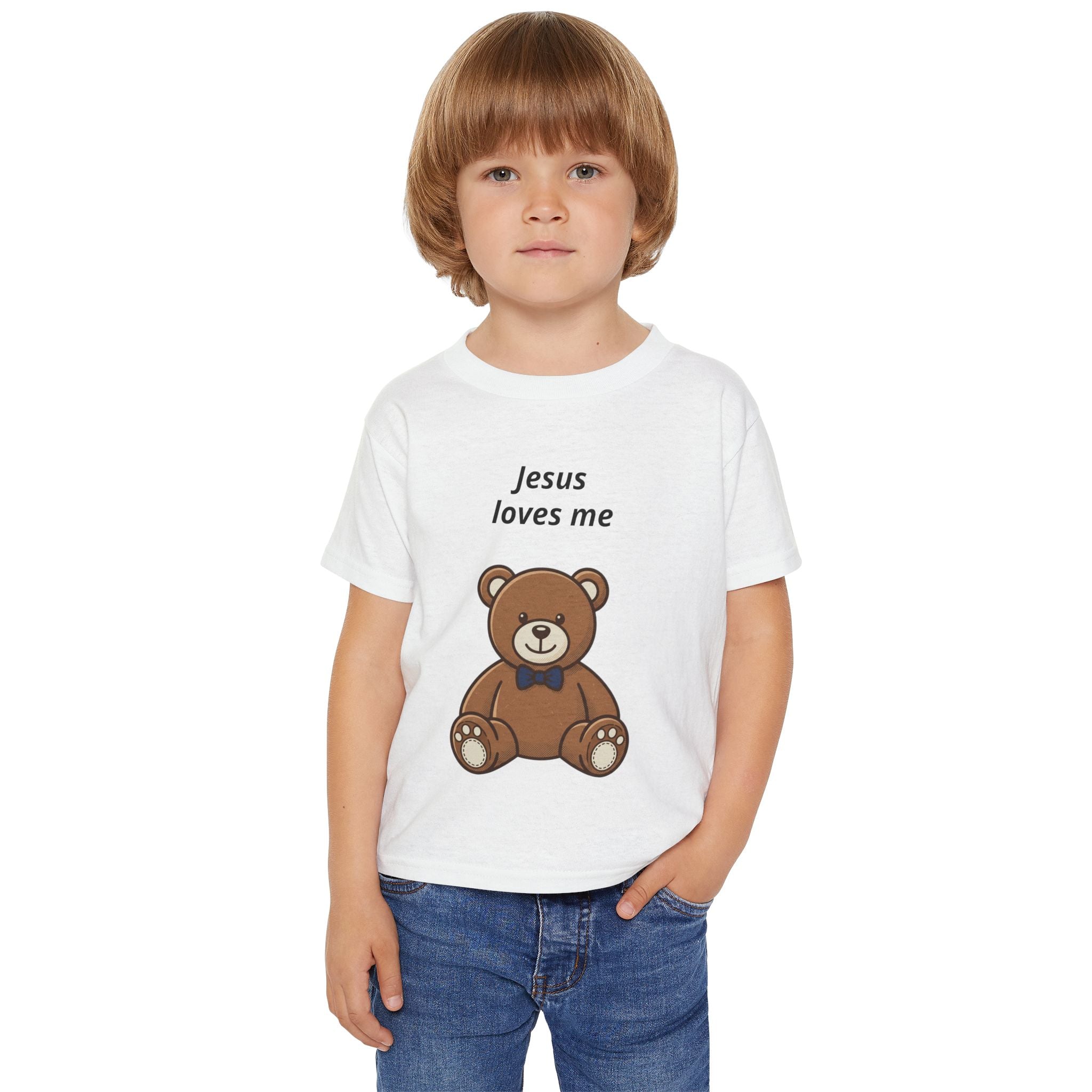 Toddler T-Shirt — "Jesus Loves Me" Cute Teddy Christian Tee