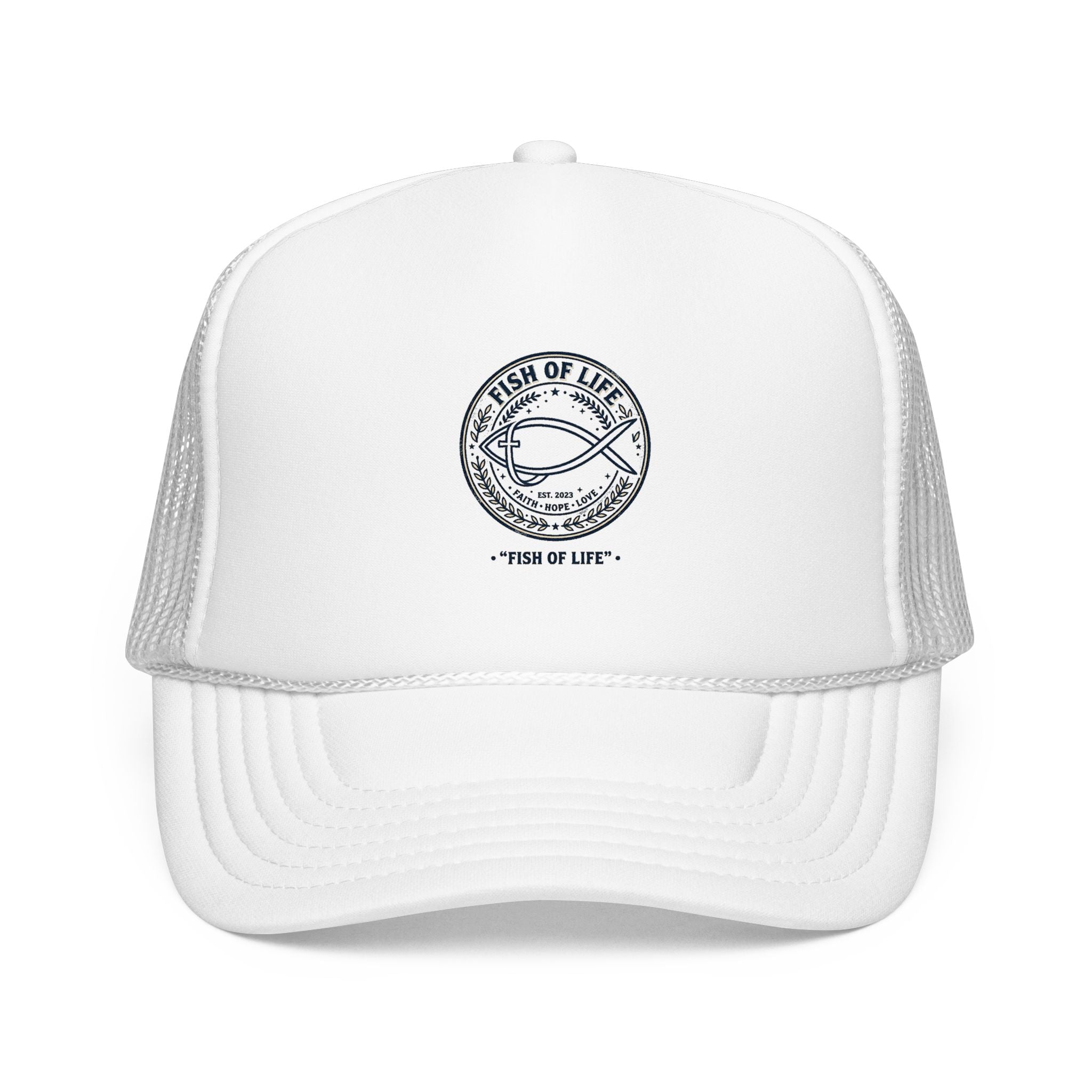 Fish of Life Trucker Hat – Vintage Ichthys Logo Foam Cap