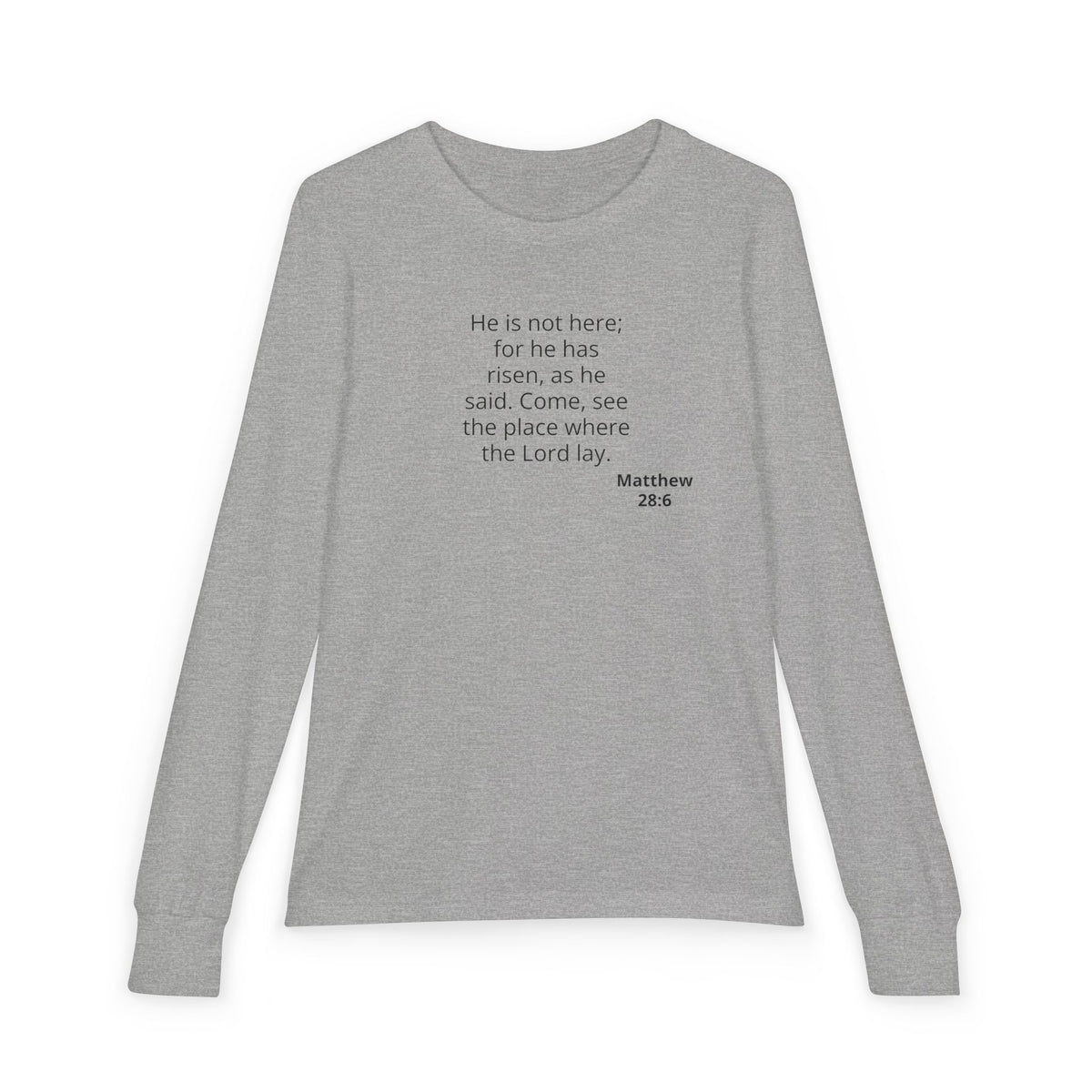 Youth Long Sleeve Tee — “He Is Risen” Easter Christian Shirt