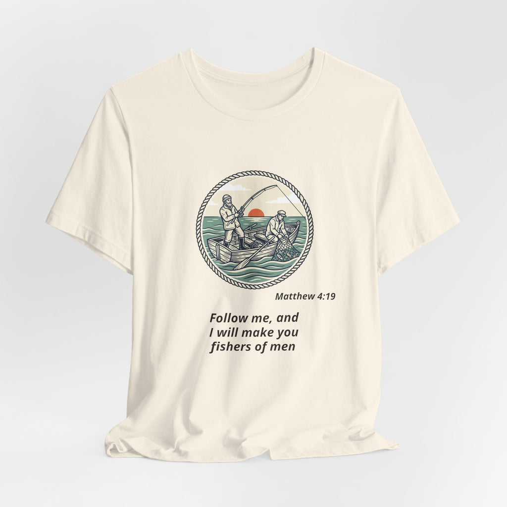Follow Me Fishermen T-Shirt – Matthew 4:19 Christian Fishing Tee