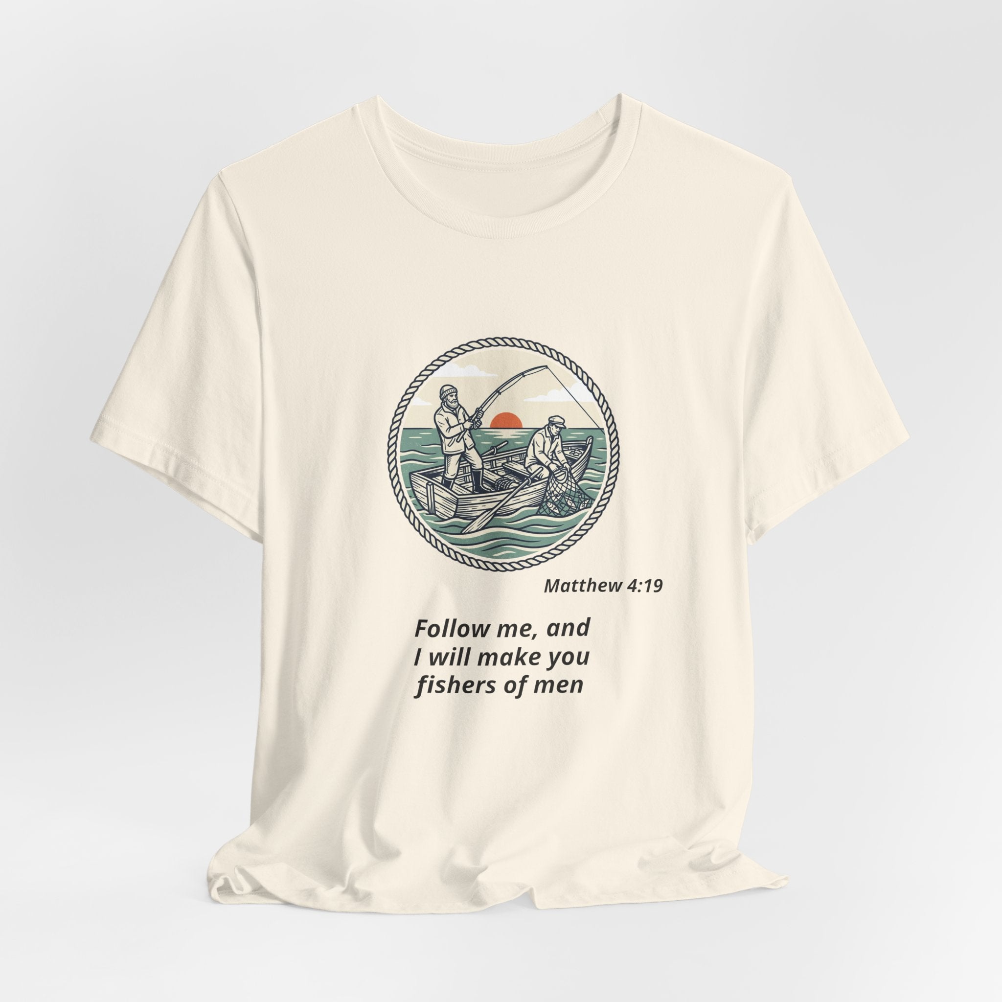 Follow Me Fishermen T-Shirt – Matthew 4:19 Christian Fishing Tee