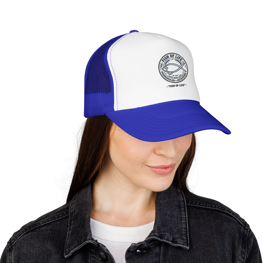 Fish of Life Trucker Hat – Vintage Ichthys Logo Foam Cap