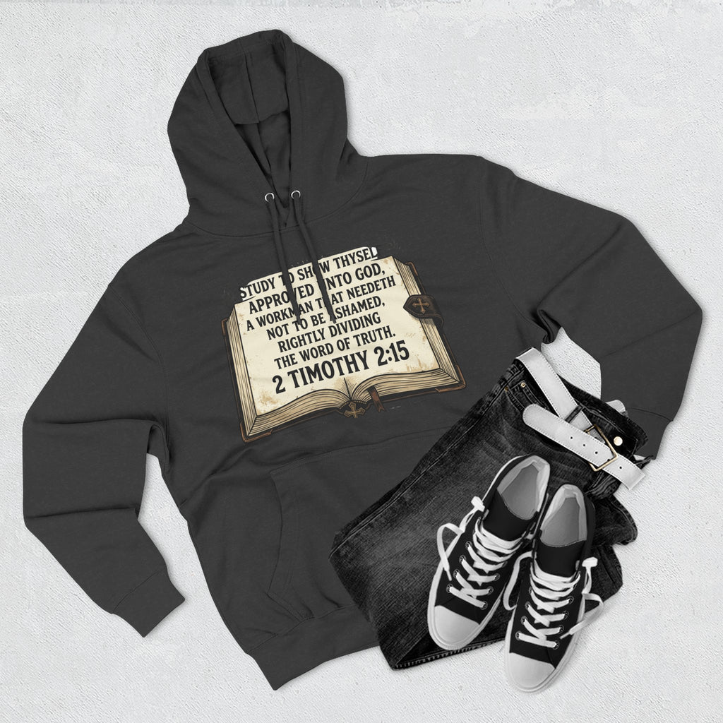 Bible Verse Hoodie — 2 Timothy 2:15 Open Book Design (Basic Instructions Before Leaving Earth)
