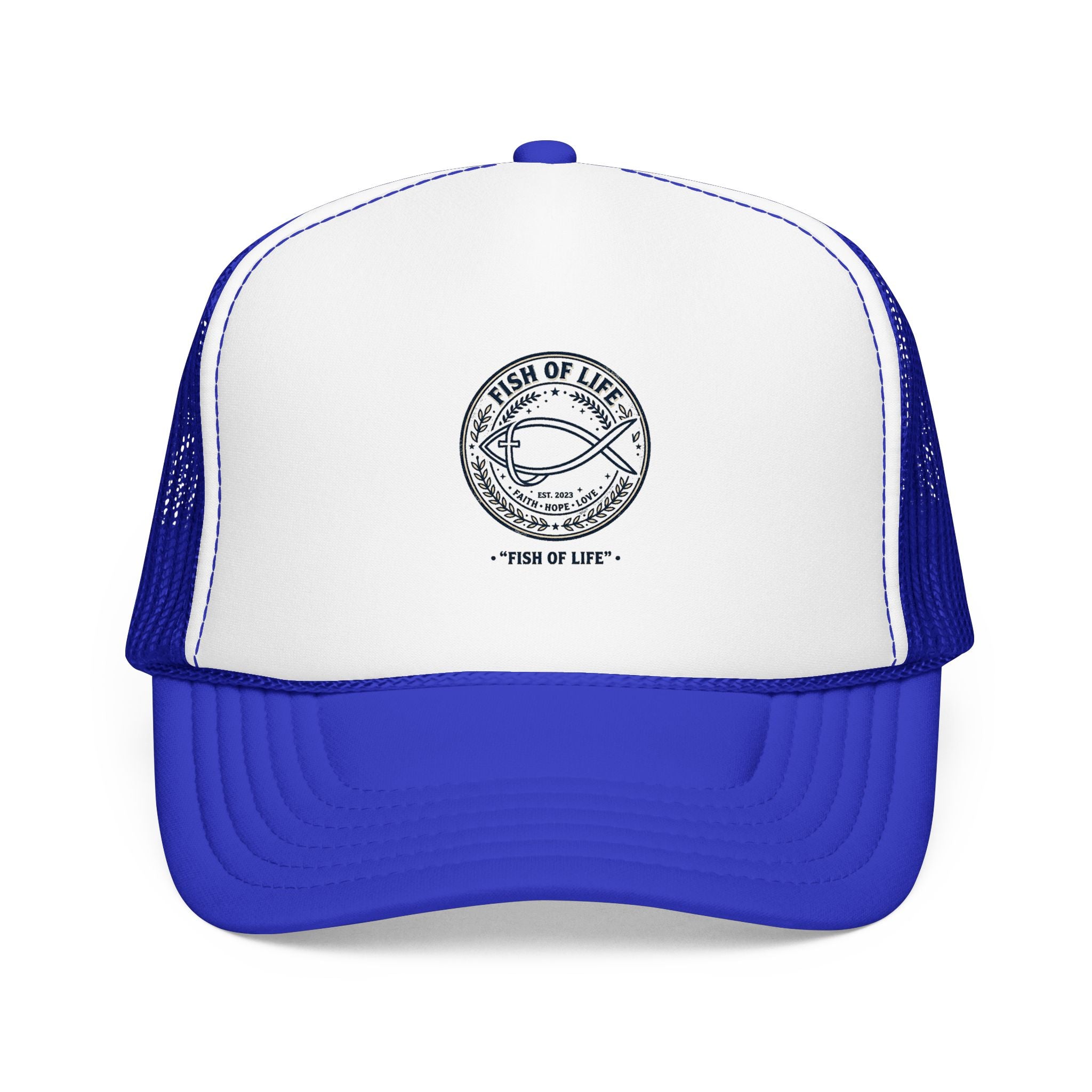 Fish of Life Trucker Hat – Vintage Ichthys Logo Foam Cap