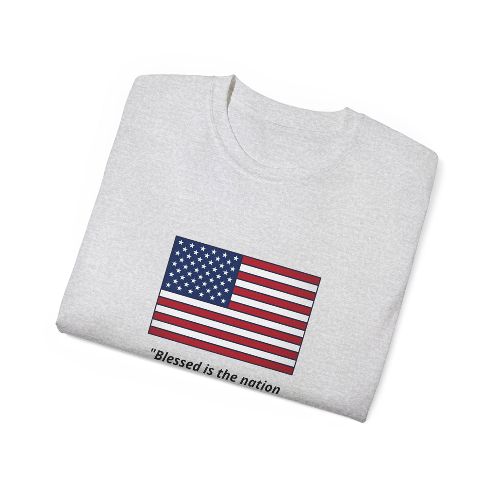 American Flag Psalm 33:12 T-Shirt — Patriotic Christian Tee
