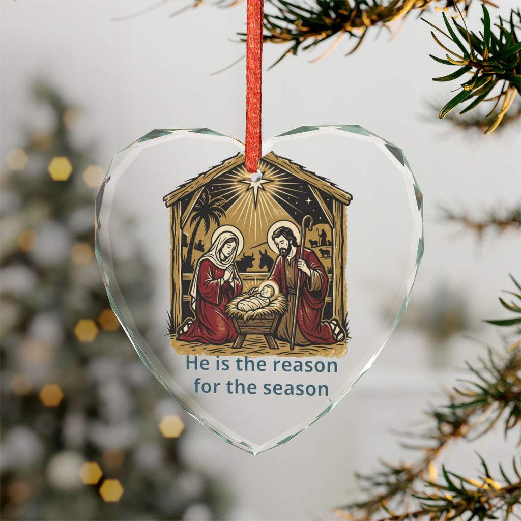 Glass Ornament — Nativity 'He Is the Reason for the Season' Christmas Decoration