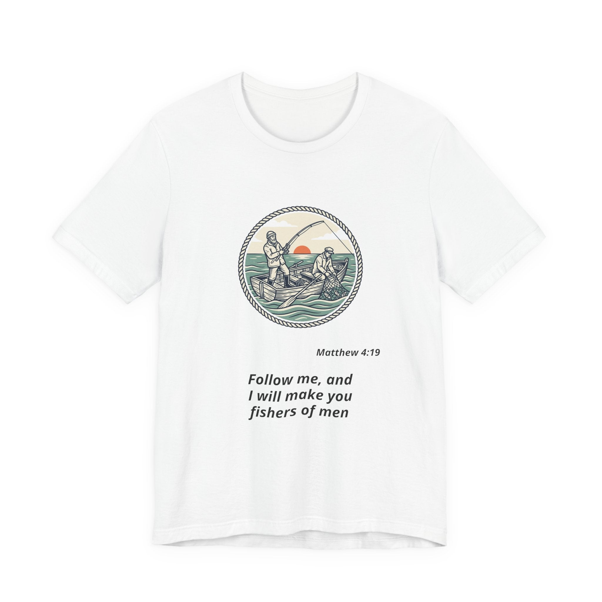 Follow Me Fishermen T-Shirt – Matthew 4:19 Christian Fishing Tee