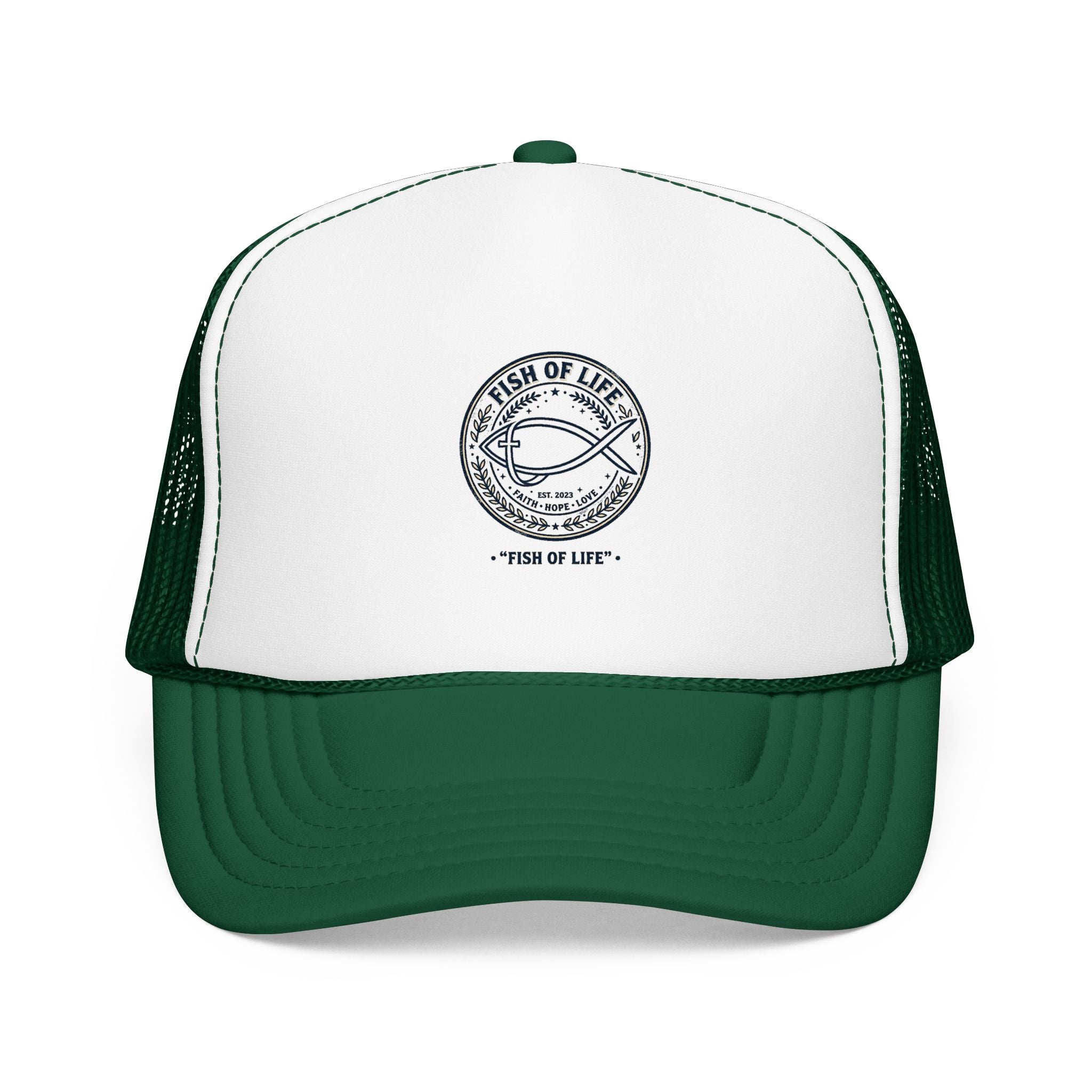 Fish of Life Trucker Hat – Vintage Ichthys Logo Foam Cap