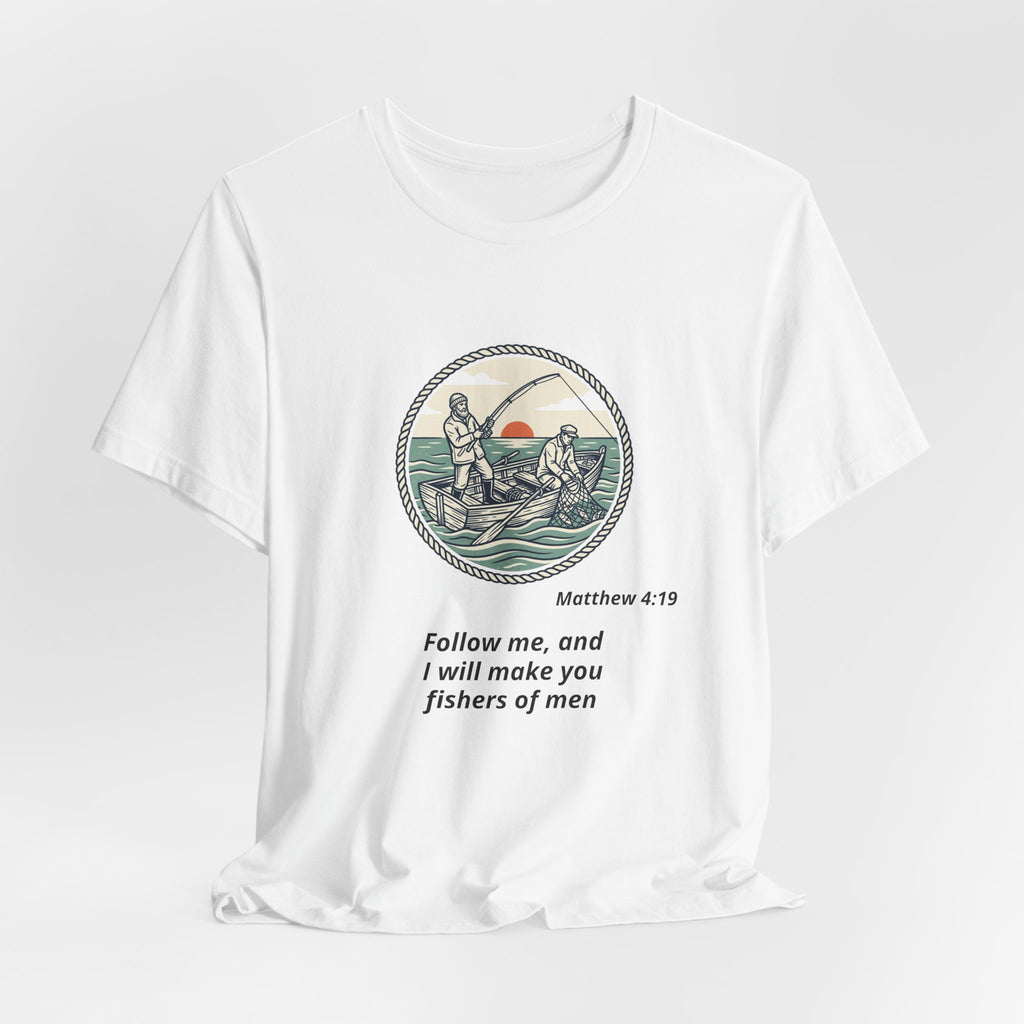 Follow Me Fishermen T-Shirt – Matthew 4:19 Christian Fishing Tee