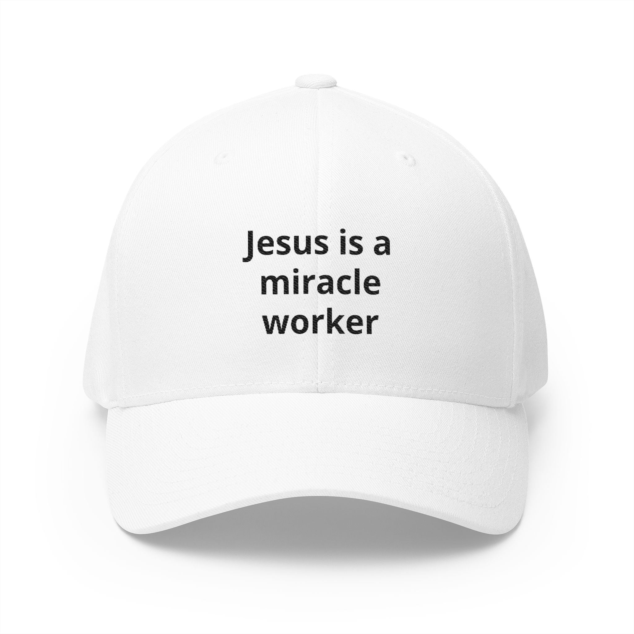 Embroidered Baseball Cap — "Jesus is a miracle worker" Faith Hat