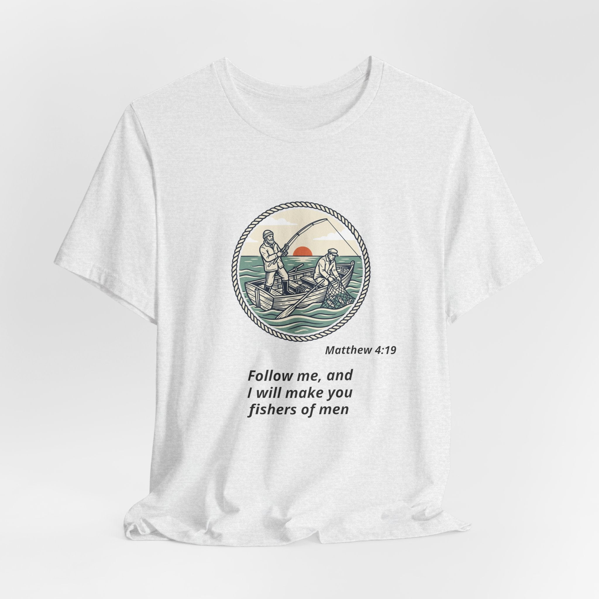 Follow Me Fishermen T-Shirt – Matthew 4:19 Christian Fishing Tee
