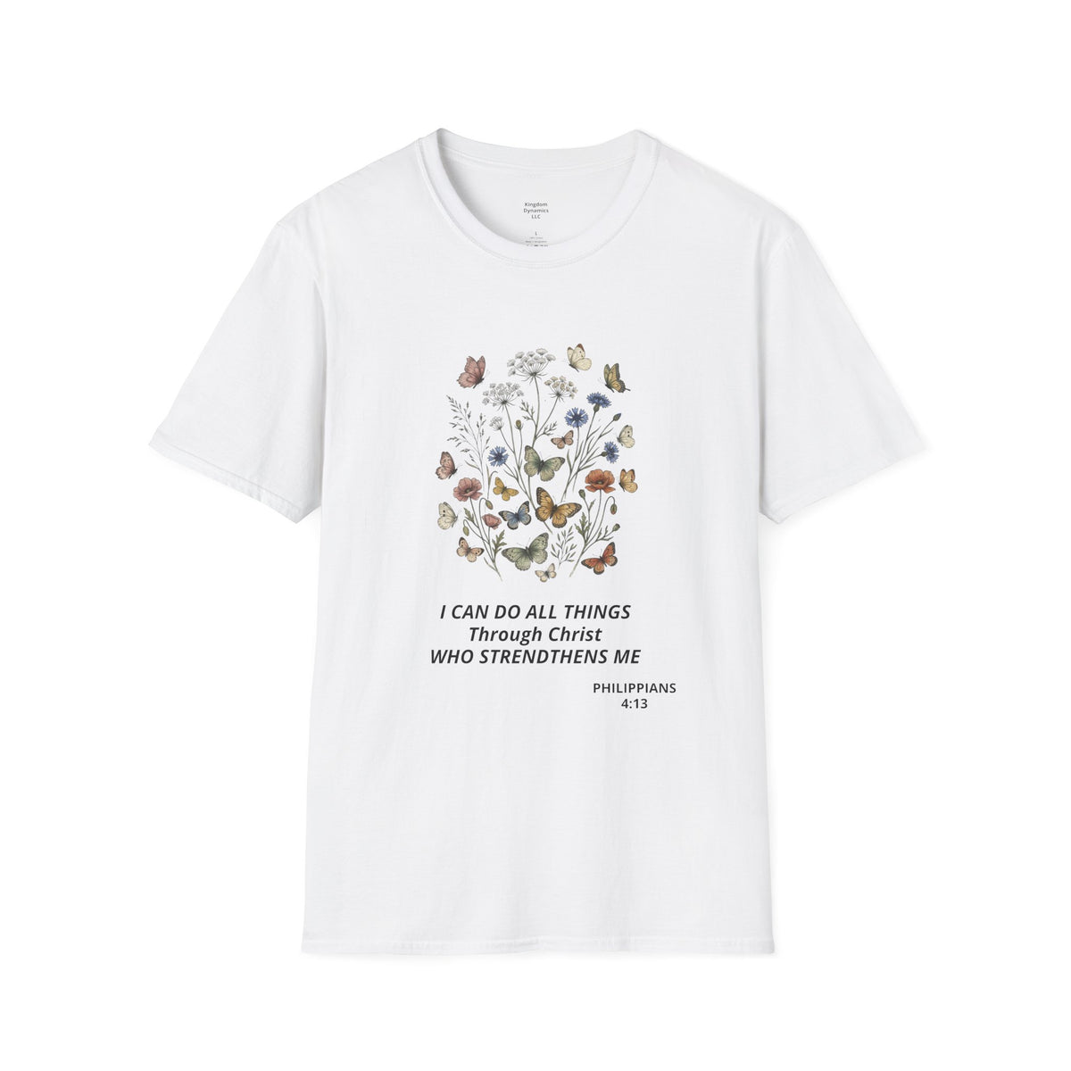 Butterfly Faith T-Shirt — "I Can Do All Things Through Christ" Inspirational Christian Tee